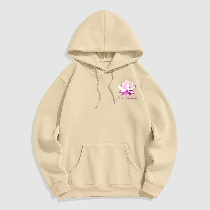 Sweat à capuche en polyester doublé polaire Buddha Stones Lotus Just Breathe