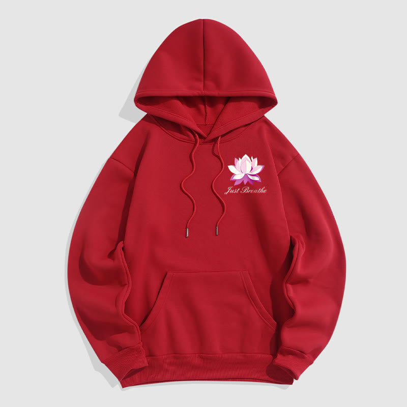 Sweat à capuche en polyester doublé polaire Buddha Stones Lotus Just Breathe