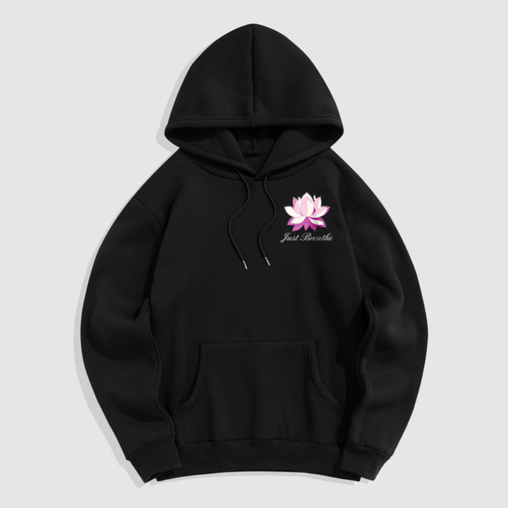 Sweat à capuche en polyester doublé polaire Buddha Stones Lotus Just Breathe