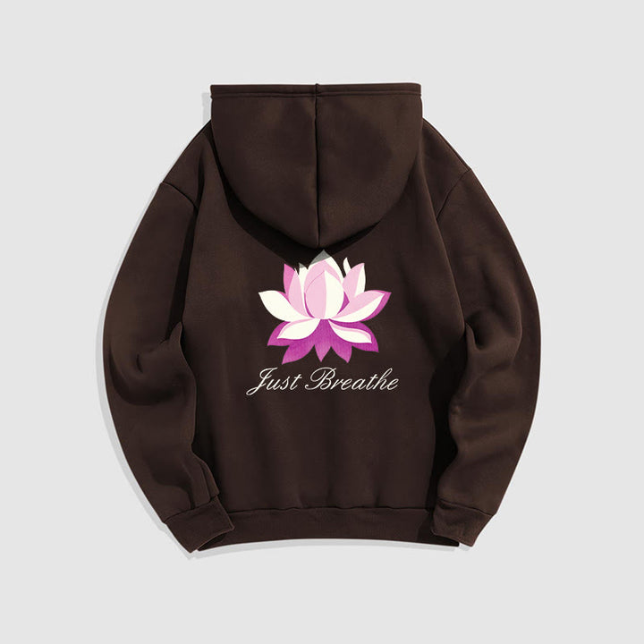 Sweat à capuche en polyester doublé polaire Buddha Stones Lotus Just Breathe