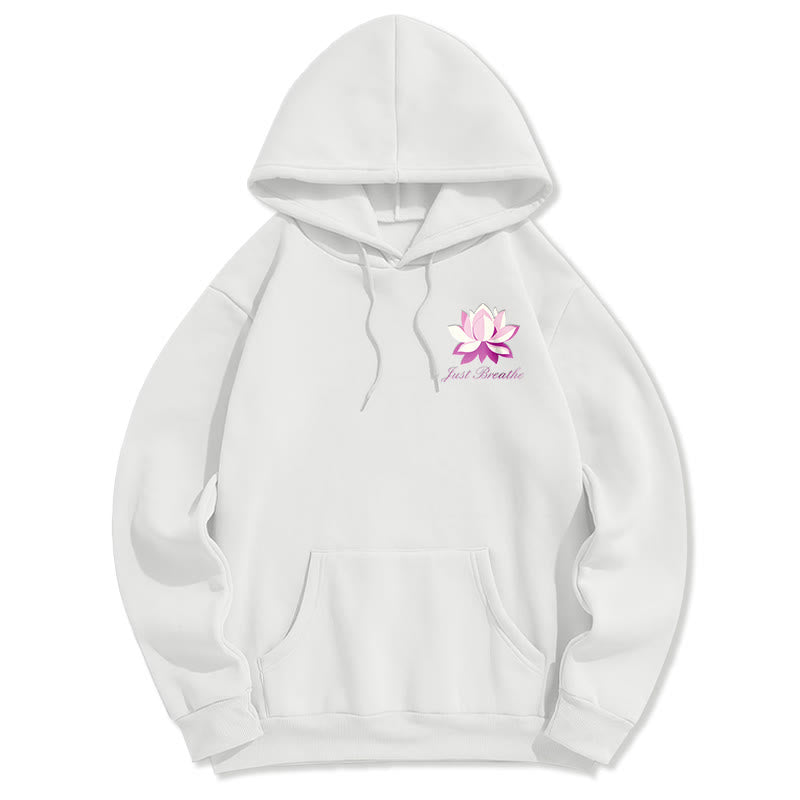 Sweat à capuche en polyester doublé polaire Buddha Stones Lotus Just Breathe