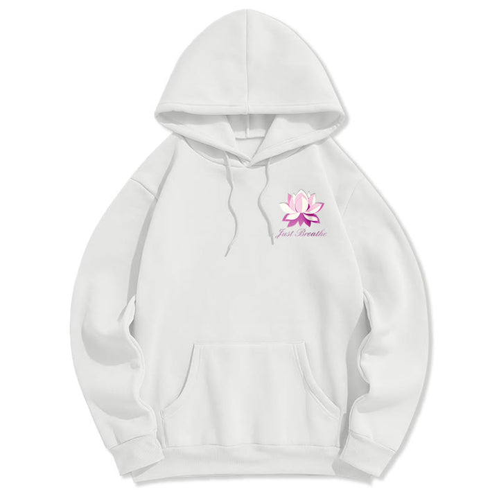 Sweat à capuche en polyester doublé polaire Buddha Stones Lotus Just Breathe