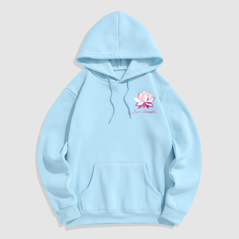 Sweat à capuche en polyester doublé polaire Buddha Stones Lotus Just Breathe