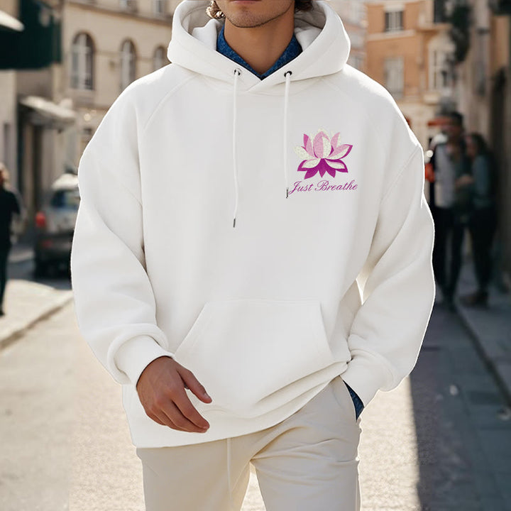 Sweat à capuche en polyester doublé polaire Buddha Stones Lotus Just Breathe