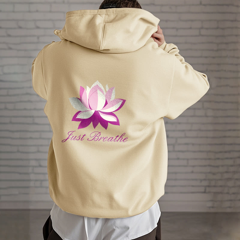 Sweat à capuche en polyester doublé polaire Buddha Stones Lotus Just Breathe