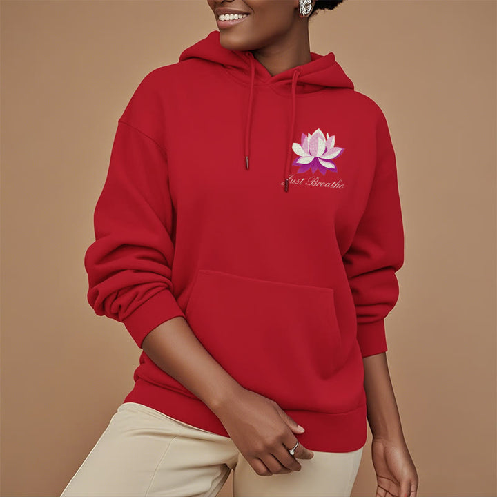 Sweat à capuche en polyester doublé polaire Buddha Stones Lotus Just Breathe