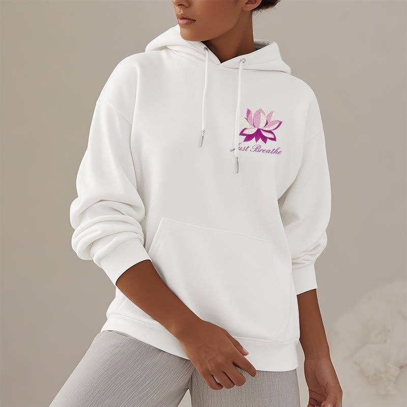 Sweat à capuche en polyester doublé polaire Buddha Stones Lotus Just Breathe