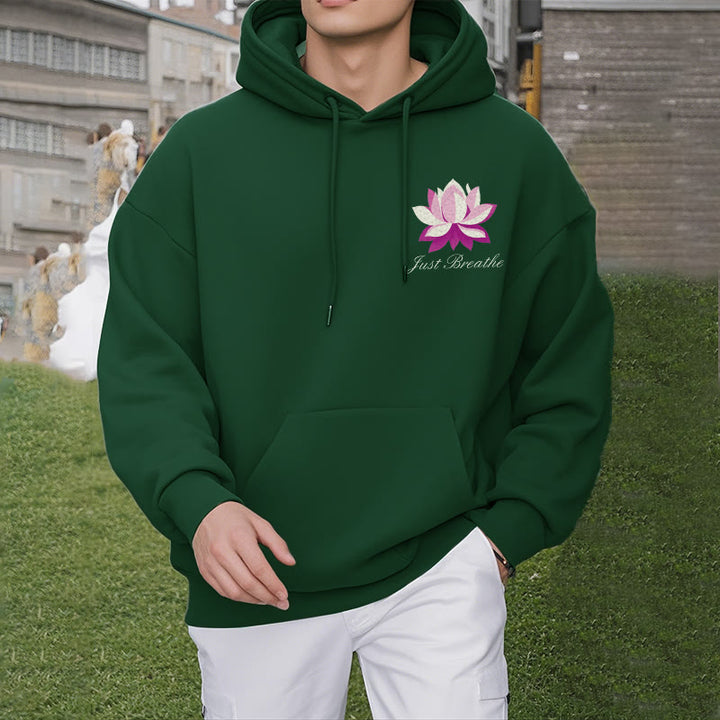 Sweat à capuche en polyester doublé polaire Buddha Stones Lotus Just Breathe