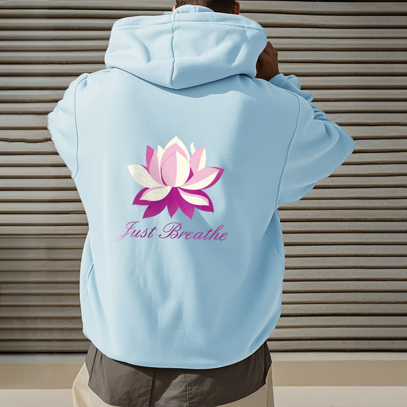 Sweat à capuche en polyester doublé polaire Buddha Stones Lotus Just Breathe