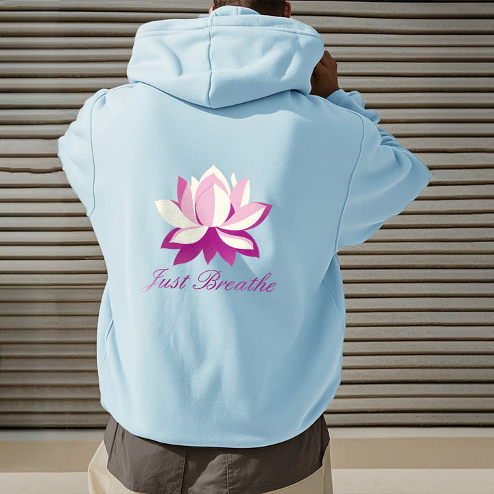 Sweat à capuche en polyester doublé polaire Buddha Stones Lotus Just Breathe