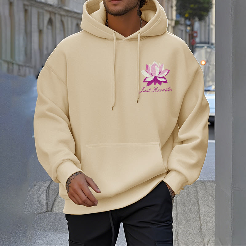 Sweat à capuche en polyester doublé polaire Buddha Stones Lotus Just Breathe