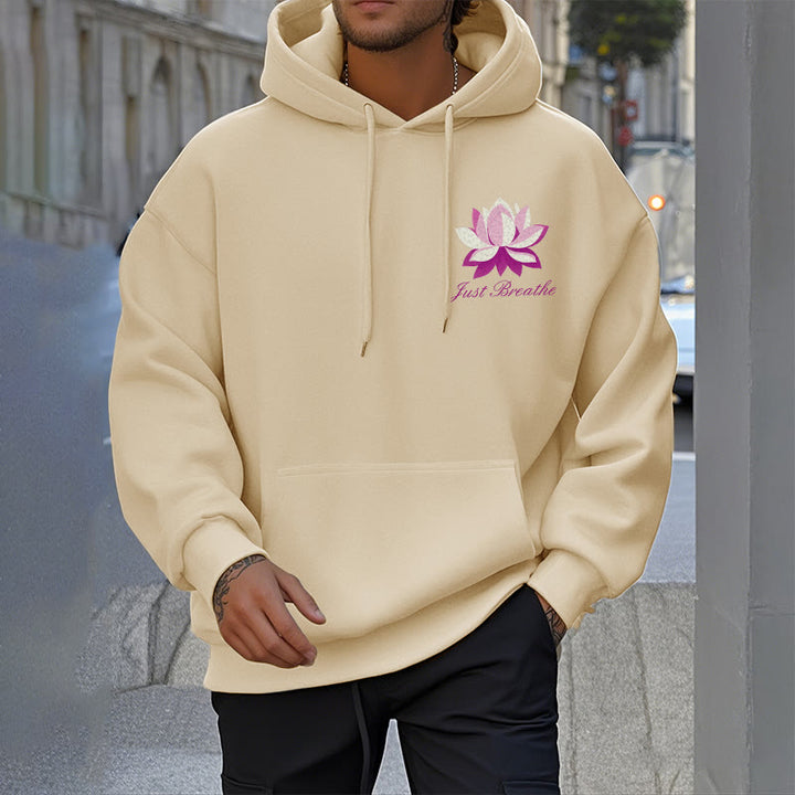 Sweat à capuche en polyester doublé polaire Buddha Stones Lotus Just Breathe