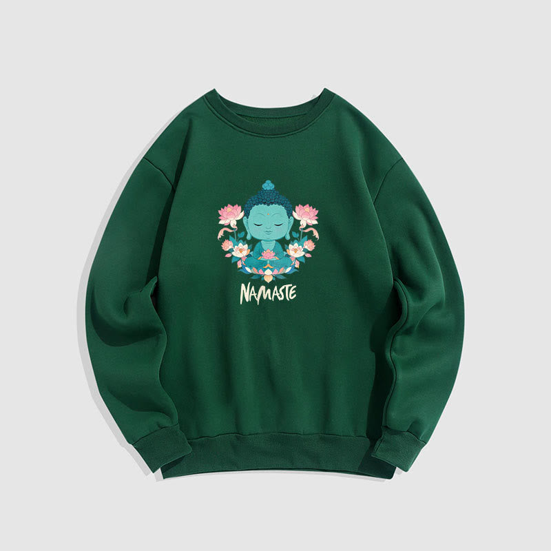 Sweat-shirt doux doublé polaire Bouddha Lotus Méditation NAMASTE Bouddha Buddha Stones