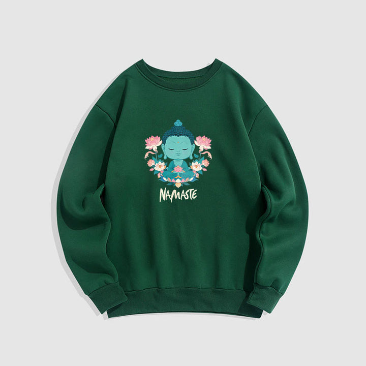 Sweat-shirt doux doublé polaire Bouddha Lotus Méditation NAMASTE Bouddha Buddha Stones