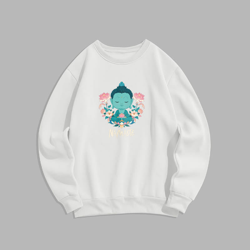Sweat-shirt doux doublé polaire Bouddha Lotus Méditation NAMASTE Bouddha Buddha Stones