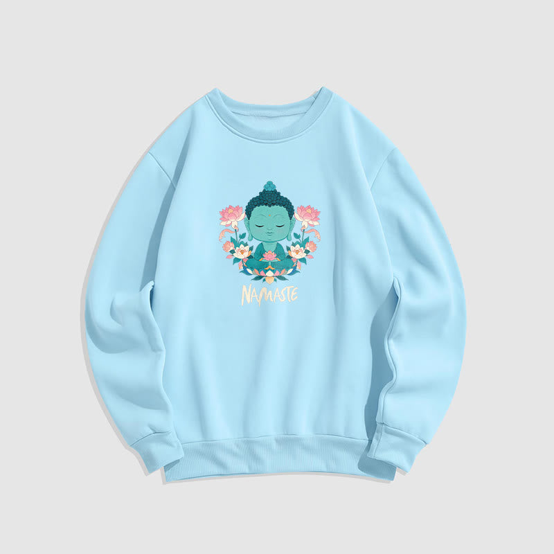 Sweat-shirt doux doublé polaire Bouddha Lotus Méditation NAMASTE Bouddha Buddha Stones