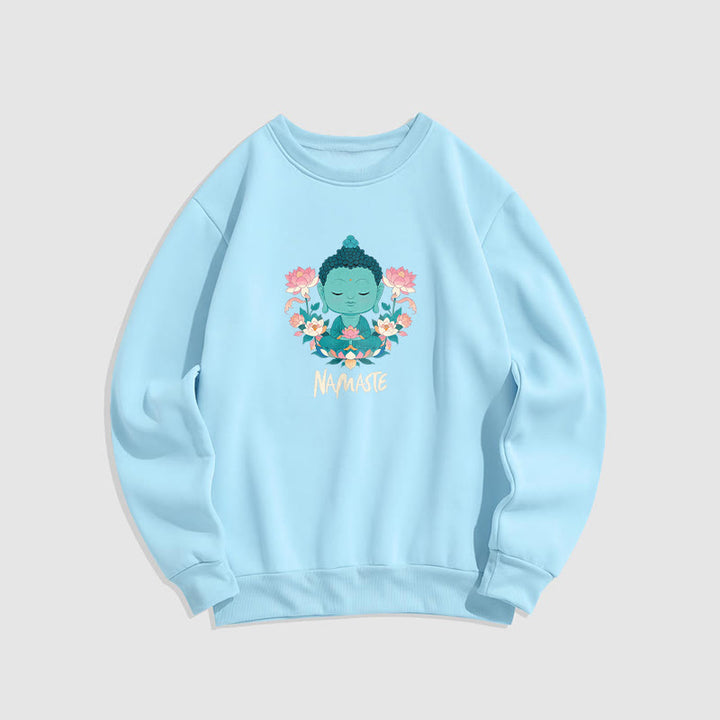 Sweat-shirt doux doublé polaire Bouddha Lotus Méditation NAMASTE Bouddha Buddha Stones