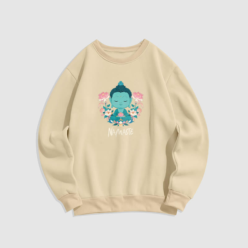 Sweat-shirt doux doublé polaire Bouddha Lotus Méditation NAMASTE Bouddha Buddha Stones