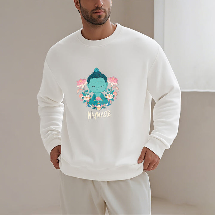 Sweat-shirt doux doublé polaire Bouddha Lotus Méditation NAMASTE Bouddha Buddha Stones