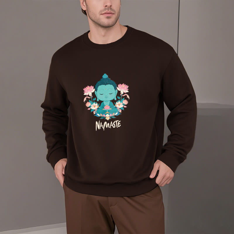 Sweat-shirt doux doublé polaire Bouddha Lotus Méditation NAMASTE Bouddha Buddha Stones