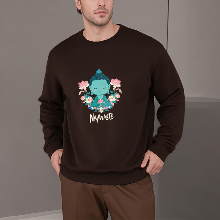 Sweat-shirt doux doublé polaire Bouddha Lotus Méditation NAMASTE Bouddha Buddha Stones