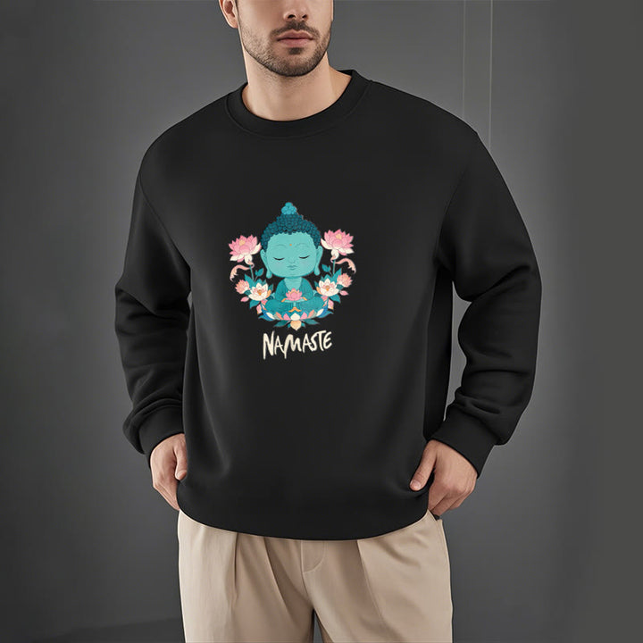 Sweat-shirt doux doublé polaire Bouddha Lotus Méditation NAMASTE Bouddha Buddha Stones