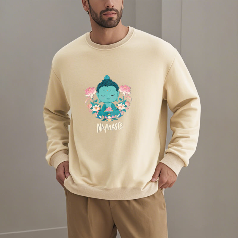 Sweat-shirt doux doublé polaire Bouddha Lotus Méditation NAMASTE Bouddha Buddha Stones