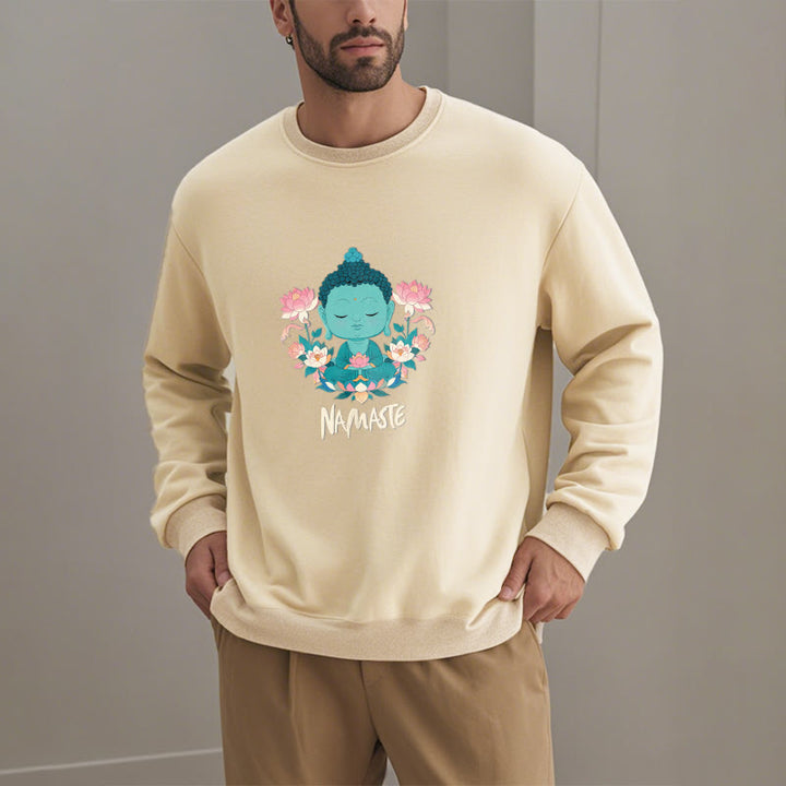 Sweat-shirt doux doublé polaire Bouddha Lotus Méditation NAMASTE Bouddha Buddha Stones