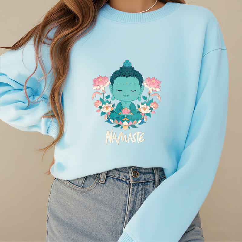 Sweat-shirt doux doublé polaire Bouddha Lotus Méditation NAMASTE Bouddha Buddha Stones
