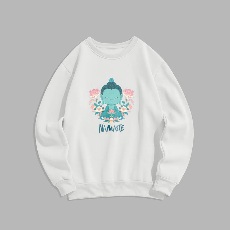 Sweat-shirt doux doublé polaire Bouddha Lotus Méditation NAMASTE Bouddha Buddha Stones