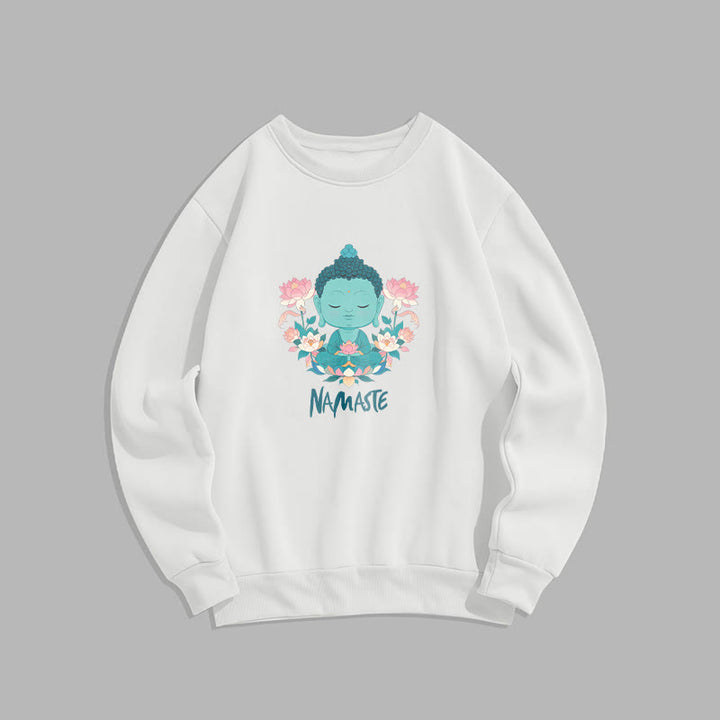Sweat-shirt doux doublé polaire Bouddha Lotus Méditation NAMASTE Bouddha Buddha Stones
