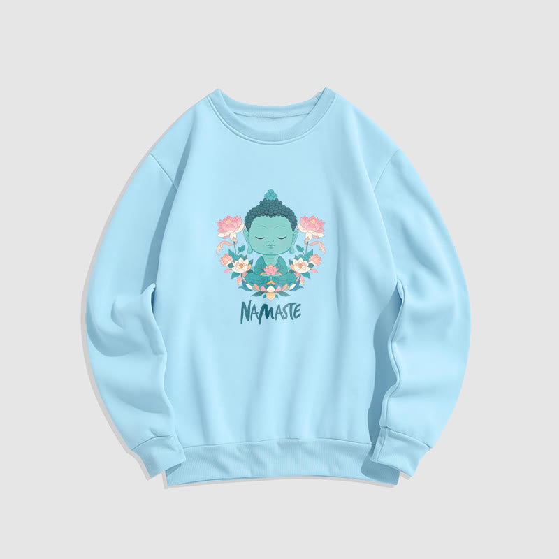 Sweat-shirt doux doublé polaire Bouddha Lotus Méditation NAMASTE Bouddha Buddha Stones