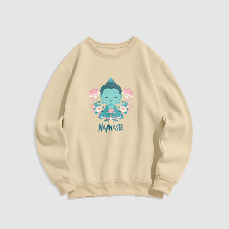 Sweat-shirt doux doublé polaire Bouddha Lotus Méditation NAMASTE Bouddha Buddha Stones