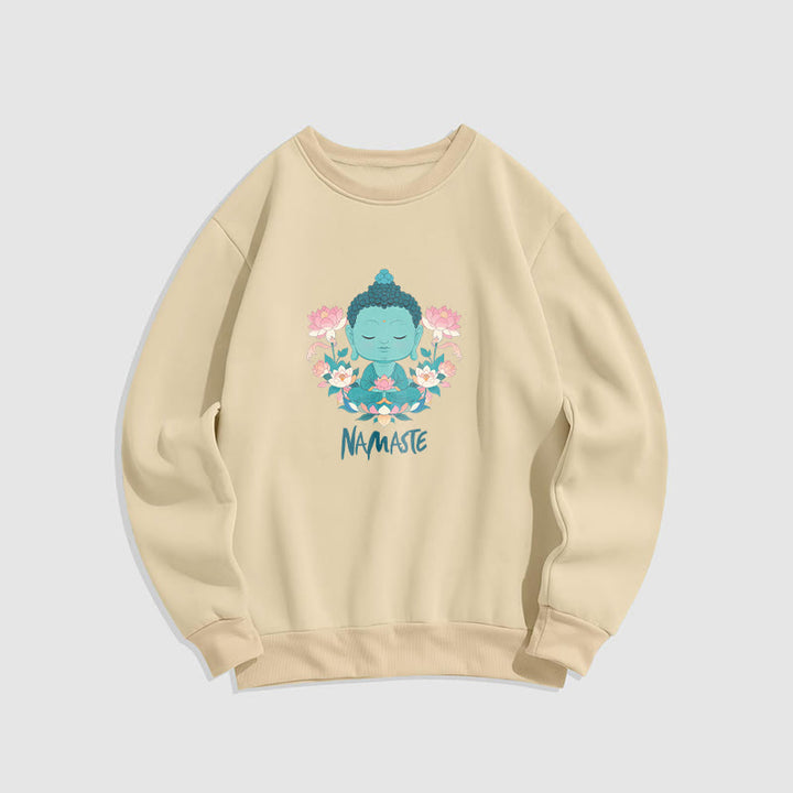 Sweat-shirt doux doublé polaire Bouddha Lotus Méditation NAMASTE Bouddha Buddha Stones