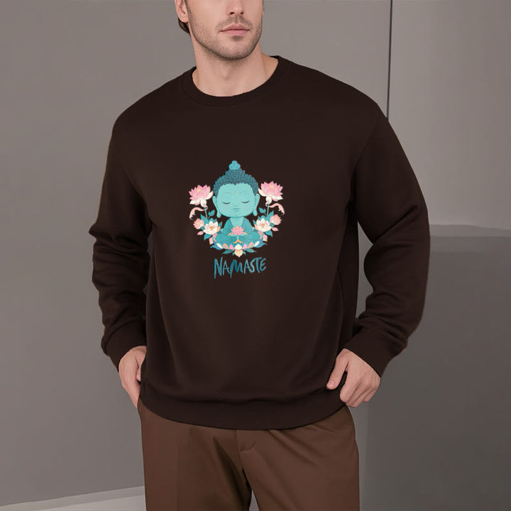 Sweat-shirt doux doublé polaire Bouddha Lotus Méditation NAMASTE Bouddha Buddha Stones