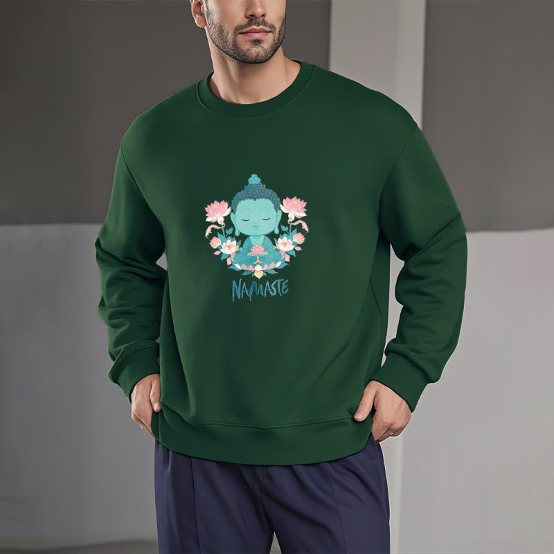 Sweat-shirt doux doublé polaire Bouddha Lotus Méditation NAMASTE Bouddha Buddha Stones