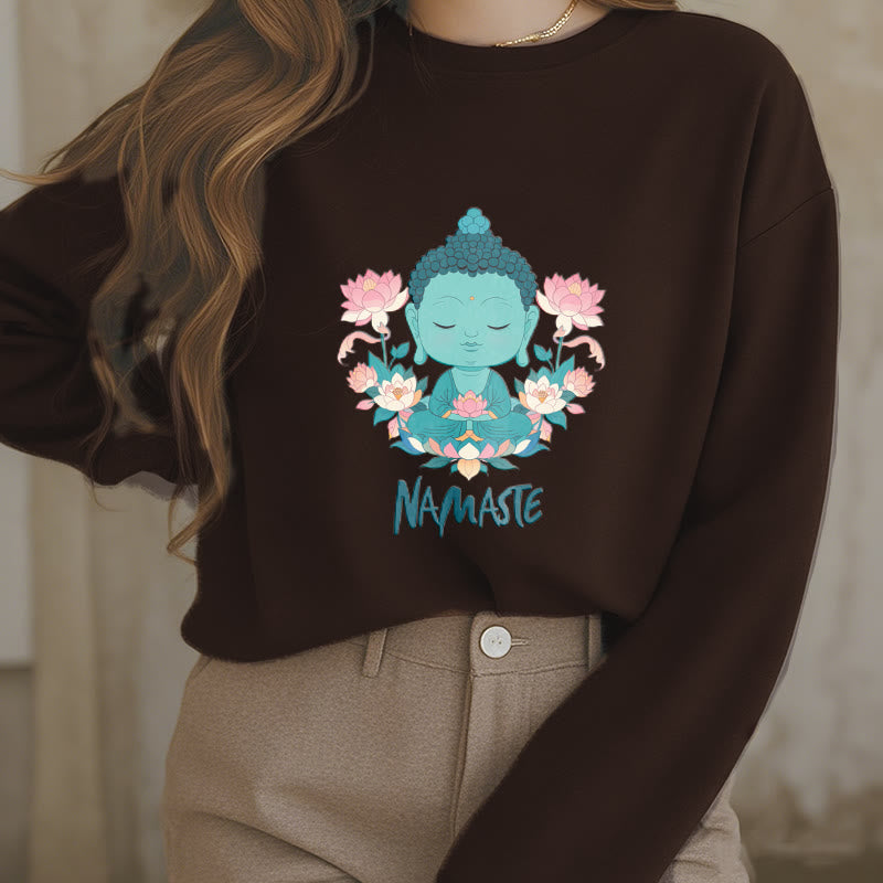 Sweat-shirt doux doublé polaire Bouddha Lotus Méditation NAMASTE Bouddha Buddha Stones