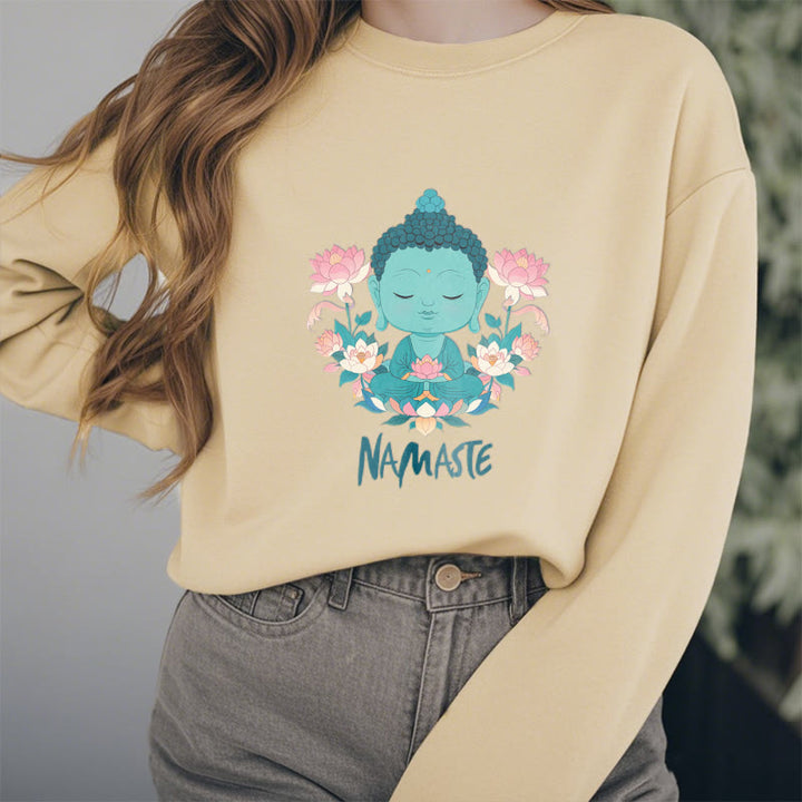 Sweat-shirt doux doublé polaire Bouddha Lotus Méditation NAMASTE Bouddha Buddha Stones