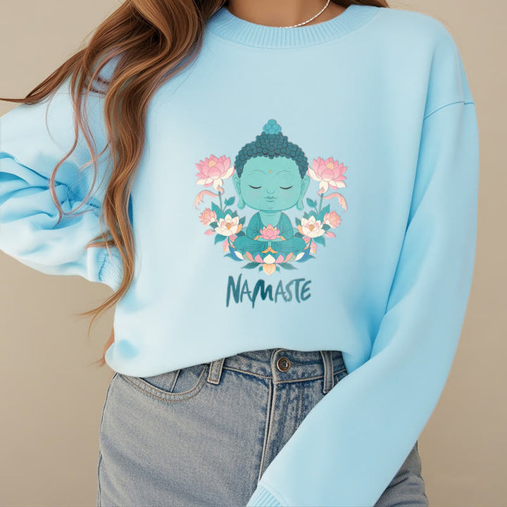 Sweat-shirt doux doublé polaire Bouddha Lotus Méditation NAMASTE Bouddha Buddha Stones