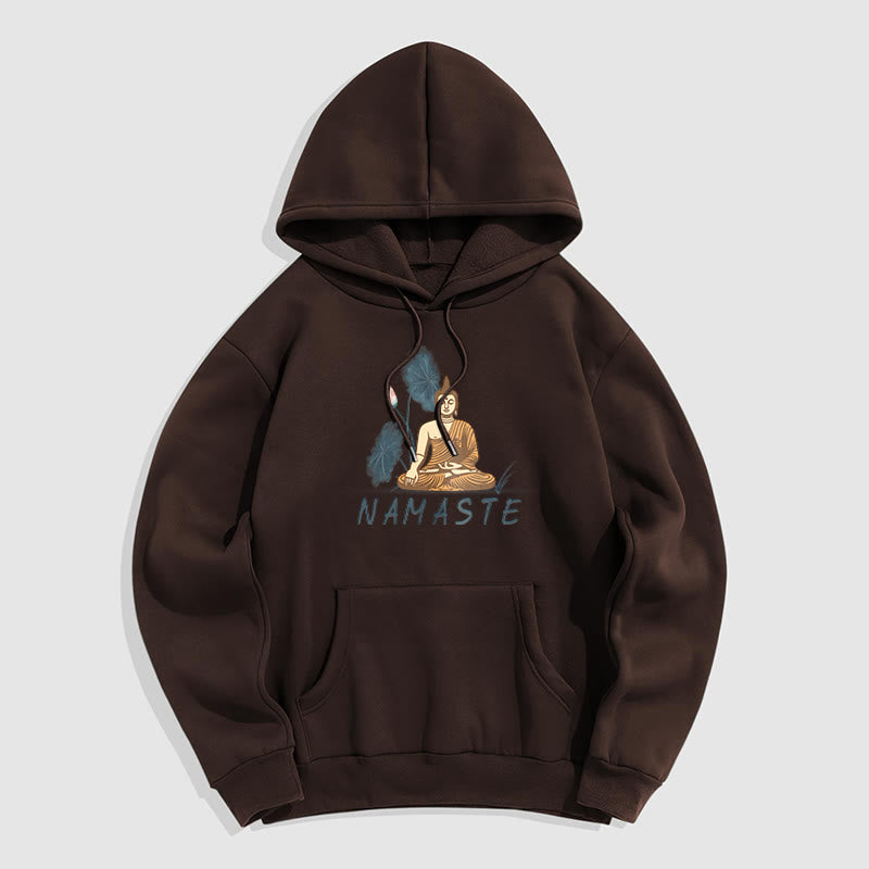 Sweat à capuche doublé en polaire polyester Buddha Stones Méditation NAMASTE