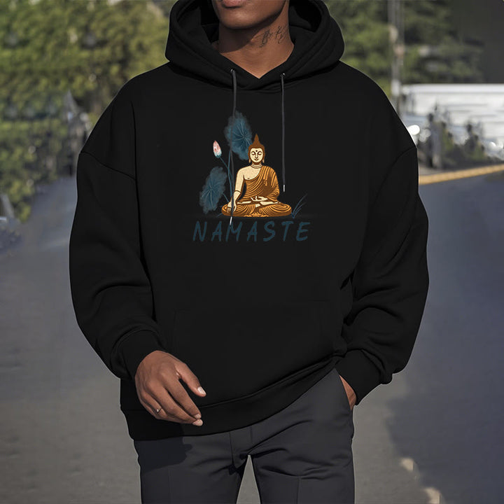 Sweat à capuche doublé en polaire polyester Buddha Stones Méditation NAMASTE