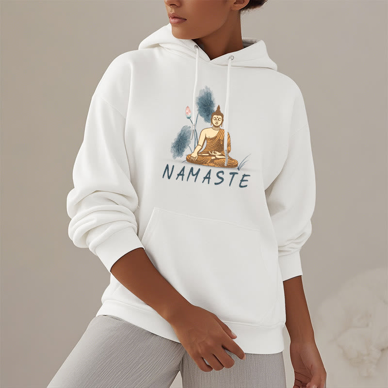 Sweat à capuche doublé en polaire polyester Buddha Stones Méditation NAMASTE