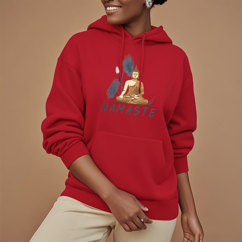 Sweat à capuche doublé en polaire polyester Buddha Stones Méditation NAMASTE