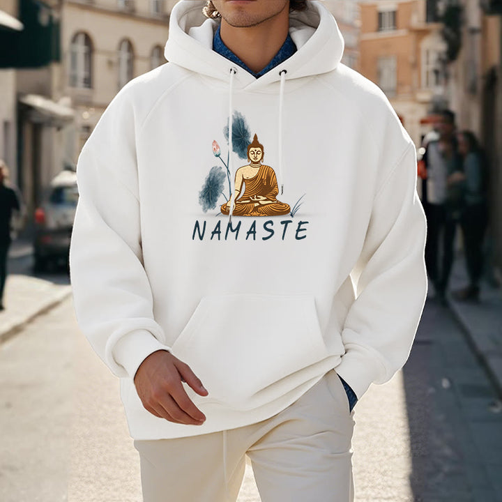 Sweat à capuche doublé en polaire polyester Buddha Stones Méditation NAMASTE
