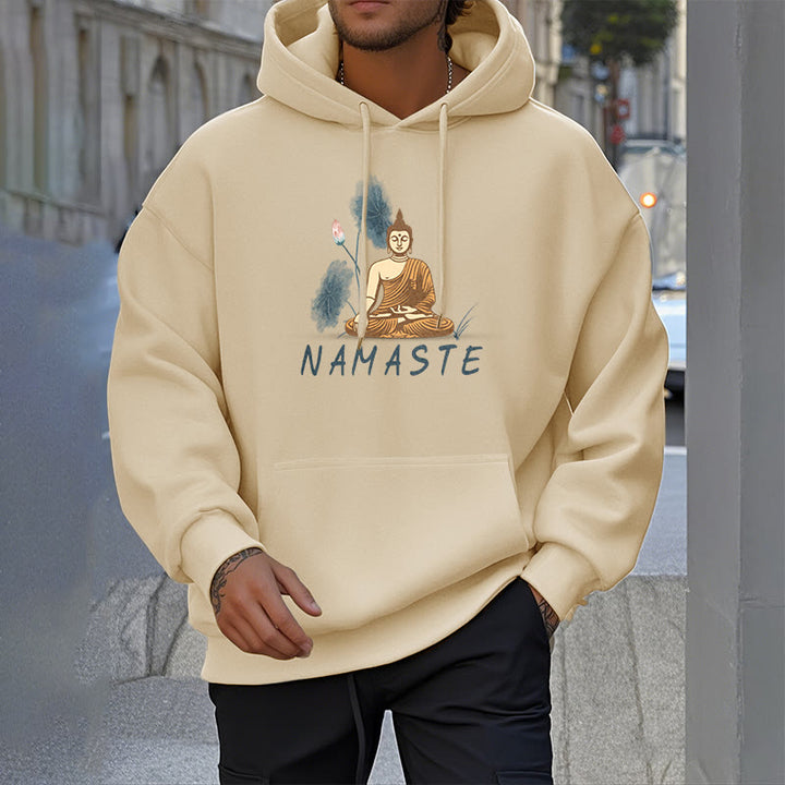Sweat à capuche doublé en polaire polyester Buddha Stones Méditation NAMASTE