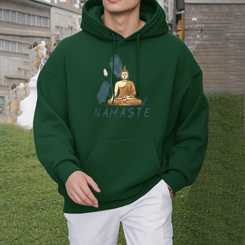 Sweat à capuche doublé en polaire polyester Buddha Stones Méditation NAMASTE