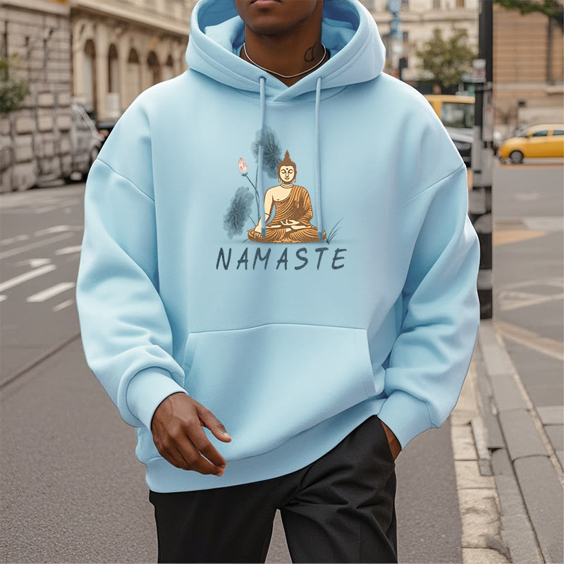 Sweat à capuche doublé en polaire polyester Buddha Stones Méditation NAMASTE