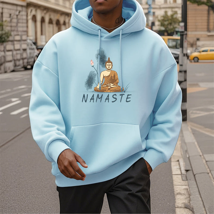 Sweat à capuche doublé en polaire polyester Buddha Stones Méditation NAMASTE
