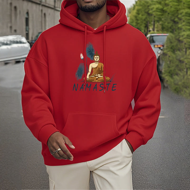 Sweat à capuche doublé en polaire polyester Buddha Stones Méditation NAMASTE