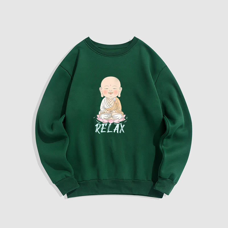 Sweat-shirt à col rond doublé en polaire Buddha Stones RELAX